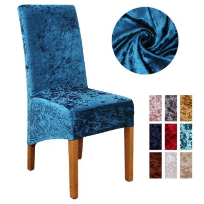 Stretch Crushed Velvet XL Chair Covers-Peacock blue