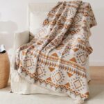 Boho Knitted Throw Blanket With Tassel